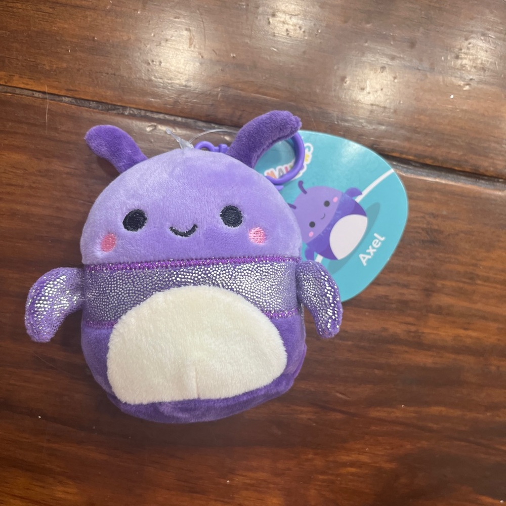 Squishmallows Axel keychain Purple and White Stuffed Animal